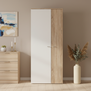 Wooden 2 Door Wardrobe with Shelf and Hanging Rail Modern <strong>Clothes</strong> <strong>Storage</strong> Cupboards <strong>Unit</strong> for Bedroom Furniture - Product Image 1