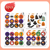 Autocollants d'Halloween pour le commerce extérieur, motifs mignons de crâne et de citrouille, adhésifs, pour sceller les sacs de bonbons et décorer les boîtes de biscuits, 8 pièces, 3,5*7cm
