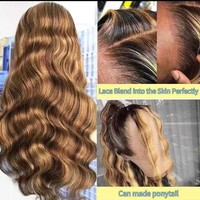 Perruques Lace Front 13*4 en Cheveux Humains Premium Mélangés à 60% (Body Wave, 28 pouces, 270g, Couleur Piano P4/27) – Vente en Gros Usine