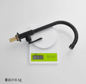 Grifo de Baño de Latón Sólido Negro Mate, Grifo de Agua Fría de Arco Alto Giratorio 360° para Lavabo y Lavandería, Estilo Nórdico - Product Image 6