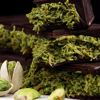 Chocolat au Pesto de Pistache OEM de Dubaï, Vente en Gros Personnalisée, Friandises Exotiques Artisanales, Chocolat Halal Végétarien et Célèbre au Kataïfi