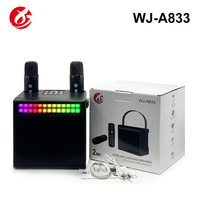 Speaker Karaoke Bluetooth HIFI Kompak Grosir dengan Dua Mikrofon dan Lampu LED RGB Warna-warni untuk Anak-anak dan Pesta Keluarga