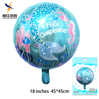 Ballon en aluminium individuel pour fête du Nouvel An et anniversaire, motif Feliz Ano Nuevo et Feliz Cumpleanos, style espagnol rond