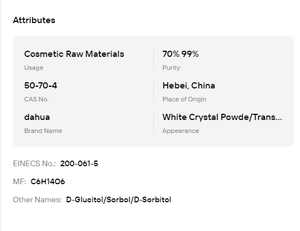 Solución de Sorbitol al 70%, Polvo de Sorbitol al 99%, Humectante Natural para Alimentos, Edulcorante, Formulación Cosmética - Product Image 6