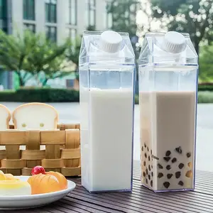 Plastica riutilizzabile della bottiglia di acqua del cartone del latte della chiara bottiglia di acqua quadrata trasparente 500ml di Logo su ordinazione di ultimo disegno