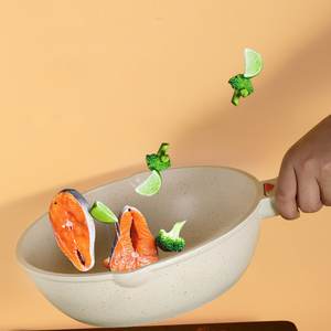 Sartenes de Chef saludables no tóxicas sin PFAS, sartén <span class=keywords><strong>Wok</strong></span> compatible con inducción con mango resistente al calor, sartén de cerámica antiadherente - Product Image 3