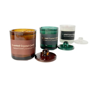 Vela Aromática de Cera de Soya en Frasco de Vidrio para Decoración del Hogar, con Logotipo Personalizado, Flores Secas y Cristales, con Tapa - Product Image 2