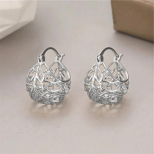 E3117 White Gold <b>Hoop</b> <b>Earrings</b> Women's Luxury <b>Fine</b> Jewelry <b>Earrings</b> - Product Image 4