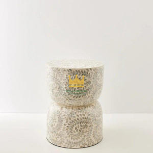 Mesa Auxiliar y Taburete Modernos de Lujo con Incrustaciones de Madreperla, Ajustables, para Sala de Estar y Dormitorio, Hechos en Vietnam - Product Image 1