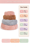 Coussin pour animaux de compagnie PetFly en peluche thermique en coton PP, doux et moelleux, en forme de donut, amovible et lavable, prêt pour l'hiver, pour chiens et chats, utilisation en intérieur, solide