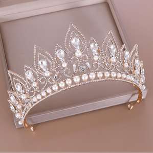 Corona plateada dorada <span class=keywords><strong>de</strong></span> cristal brillante 2020, <span class=keywords><strong>accesorios</strong></span> <span class=keywords><strong>para</strong></span> <span class=keywords><strong>el</strong></span> <span class=keywords><strong>pelo</strong></span> <span class=keywords><strong>de</strong></span> boda, compromiso, desfile <span class=keywords><strong>de</strong></span> princesa perla <span class=keywords><strong>de</strong></span> lujo <span class=keywords><strong>para</strong></span> joyería nupcial - Product Image 3