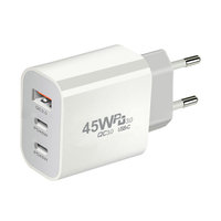 Multiple Plug 45W Type-c + Usb-A Travel Charger 3 Port PD 45W Fast Charging Adapter 2 C 1 a Multi Port Fast Charger Wall Charger