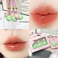 Coffret de trois gloss à lèvres Cappuvini en forme de gourde, miroir blanc, végétalien, minéral, longue tenue, hydratant, fini mat