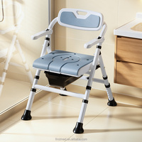 Chaise de douche et de toilette pliante 2 en 1, réglable en hauteur, en aluminium, pour personnes âgées