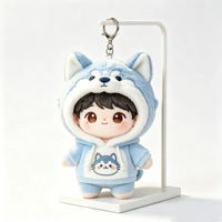 Porte-clés en peluche personnalisé Husky de dessin animé, figurine anime en peluche douce avec capuche pour sac à dos, cadeau pour enfants