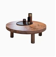 Table basse ronde en bois massif de style nordique rétro japonais, design simple pour la maison, le salon ou l'ameublement