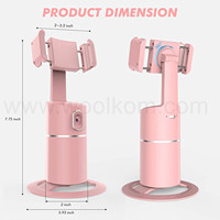 Kaihai-support de téléphone portable pour iPhone et Android, avec socle pivotant à 360 °, mobile, pour suivi des visages, caméra