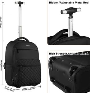 Free Sample Business Travel <b>Wheeled</b> Laptop Bag Rolling Back Pack Multi-function High School Trolley <b>Backpack</b> - Product Image 6