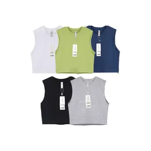 manufacturers Women's Gym Fitness Sleeveless Crop Tank Top OEM Custom Plain Vest for women
