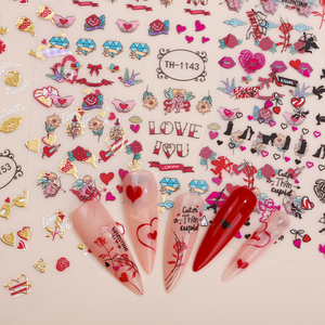 Lindo diseño divertido amor labios rosa <span class=keywords><strong>uñas</strong></span> arte pegatinas Adhesivo acrílico <span class=keywords><strong>uñas</strong></span> calcomanías para el Día de San Valentín <span class=keywords><strong>uñas</strong></span> accesorios de diamantes de imitación - Product Image 3
