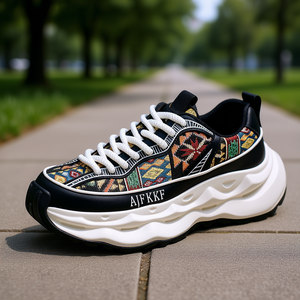 Chaussures décontractées pour hommes Ajfkkf, style Dad Shoes, à semelle épaisse, tendance, pour la marche, bout rond, tige en tissu, semelle intermédiaire en EVA, semelle extérieure en caoutchouc - Product Image 2