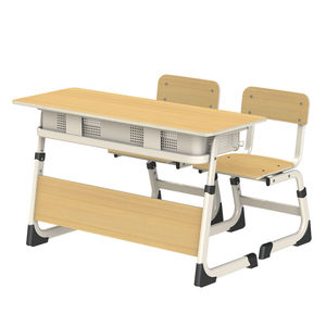 Bureau d'étude en bois à deux places et chaise, mobilier scolaire, <span class=keywords><strong>tables</strong></span> et chaises de classe réglables - Product Image 3