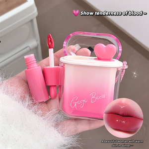 Gege Bear Alto Valor Lip Gloss para Primavera Verão Heartwarming Watery Combinação Matte Espelho Non-Stick Cup Halal - Product Image 4