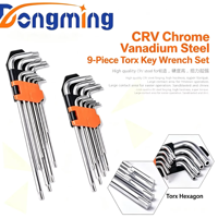 Jeu de clés Allen hexagonales métriques Dongming 9 pièces en acier CR-V, à pointe sphérique, en forme de L, tailles S/M/L, finition mate, outils à main