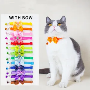 יצרן סיטונאי רב צבעים מתכוונן ארבעה עיצוב פעמון קשת כלב חתול צווארון