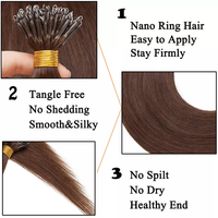 Extensions de Cheveux Humains à 100 Mèches Nano Rings Micro Links Blond Naturel avec Micro-Billes Pré-Collées Cheveux Remy Européens Lisses