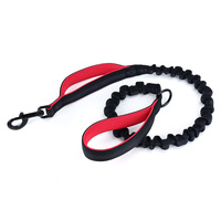 Laisse de chien élastique de luxe à double poignée laisse de chien élastique robuste avec deux poignées rembourrées