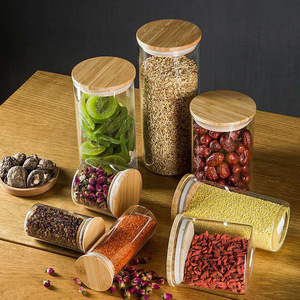 Bình, lọ, hộp đựng thực phẩm thủy tinh <span class=keywords><strong>borosilicate</strong></span> chất lượng cao bán buôn, kín khí, có nắp tre - Product Image 3