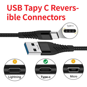 สายดาต้า USB-A/Type-C แบบถักหุ้ม PVC พร้อมตัวนำทองแดงแท้ สำหรับ <span class=keywords><strong>IOS</strong></span> และโทรศัพท์มือถือ รองรับการชาร์จเร็ว 3A ความยาว 1 เมตร - Product Image 3