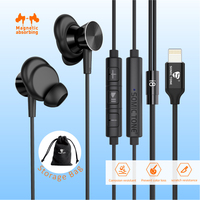 SOMIC TONE I8 Earphone Berkabel Sertifikasi MFI Earphone Digital dengan Pencahayaan Bass Stereo Headphone Berkabel Headset Game untuk iPhone