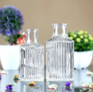 low moq cheap 150 160 250 ml big empty crystal glass bottle aroma korean reed straight glass diffuser bottles for home