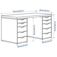 Bureau d'ordinateur moderne REMA en bois blanc avec 10 tiroirs, grande table de rangement pour la maison, le bureau et le salon de manucure