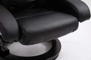 Cadeira reclinável em couro para sala de estar, cadeira reclinável manual preta em PU para lazer, cadeira giratória 360 graus com rotação