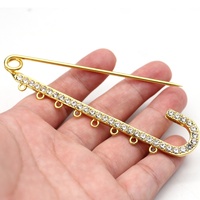 Épingles à bébé en laiton plaqué or de 10 cm, 8 boucles, pour loisirs créatifs, avec strass, pour poussette, personnalisées, religieuses, islamiques, épingles de sécurité