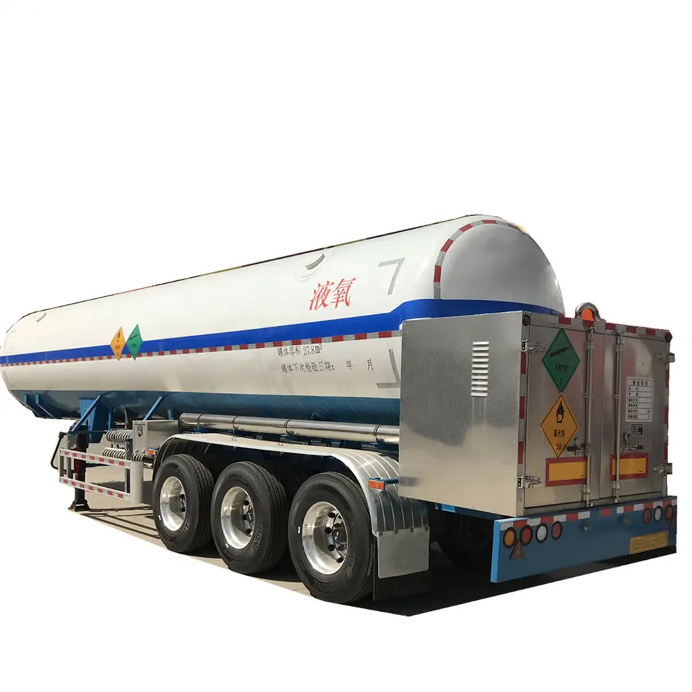 27.8 m3 Cryogenic LO2 Transportation Tank Trailer Liquid Cold Oxygen Tanker