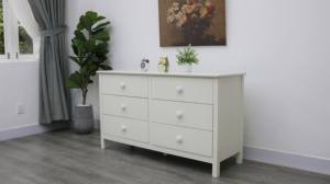 Cómoda de Almacenamiento de Madera de Caucho con 6 Cajones, Diseño Moderno, Color Blanco Personalizado, Embalaje Estándar, para Dormitorio Infantil, Sala de Estar, Oficina en Casa - Product Image 2