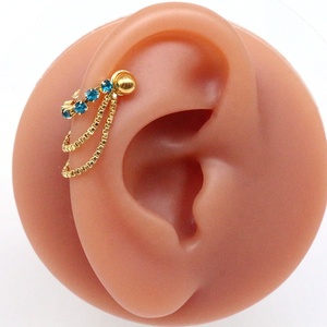 Nouvelles boucles d'oreilles Gaby en cartilage avec chaîne en strass, boucles d'oreilles à fleurs pour <span class=keywords><strong>piercing</strong></span>, hélix, bijoux de <span class=keywords><strong>piercing</strong></span> en gros - Product Image 4