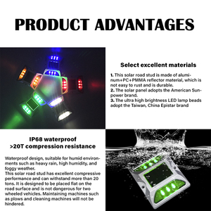 Dissuasore Stradale Solare <span class=keywords><strong>a</strong></span> LED in Alluminio con Occhi di Gatto e Riflettore Integrato - Product Image 5