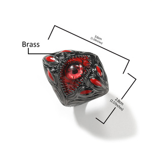 <span class=keywords><strong>Anello</strong></span> Parasita Gotico Vintage Punk Hip Hop con Occhio Rosso Placcato Nero, Gioiello Cool da Uomo, <span class=keywords><strong>Anello</strong></span> per Dito Indice Nero per Feste in Costume - Product Image 6