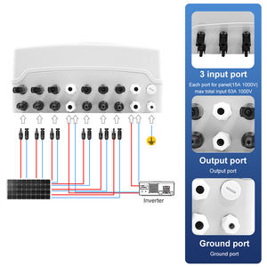 Solar-Photovoltaik-PV-Combiner-Box mit Blitzschutz, 6 Eingänge, 2 Ausgänge, DC 1000V, Sicherung, MCB, SPD, wasserdichte Box IP65, 24-Wege - Product Image 2