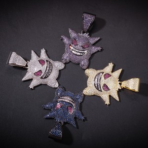 Cartoon Genie Pendant Necklace <b>Micro</b> Set Purple Zircon Zinc Alloy Unisex Party Jewelry - Product Image 2