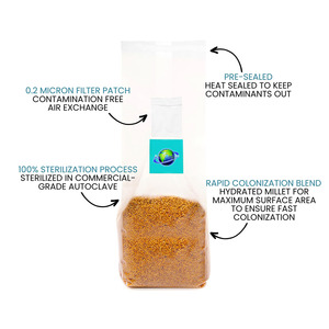 Sacs de culture de champignons à grains de <span class=keywords><strong>millet</strong></span> bio résistants aux hautes températures Patch filtrant de 0.2 microns stérilisé en plastique champignon - Product Image 4