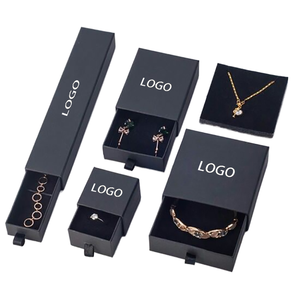 Caja de Joyería Negra con Logotipo Personalizado, Caja de Regalo para Collares, Anillos, Pendientes y Pulseras - Product Image 1