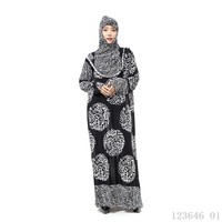 Robe OEM noire musulmane Abaya pour femmes avec foulard élastique et peignoir en polyester Livraison directe/Vente en gros disponible