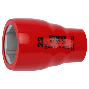 Clé à douille Knipex 22 mm, embout carré 3/8 po, isolée 1000 V, IEC 60900, fabriquée en Allemagne - Product Image 1