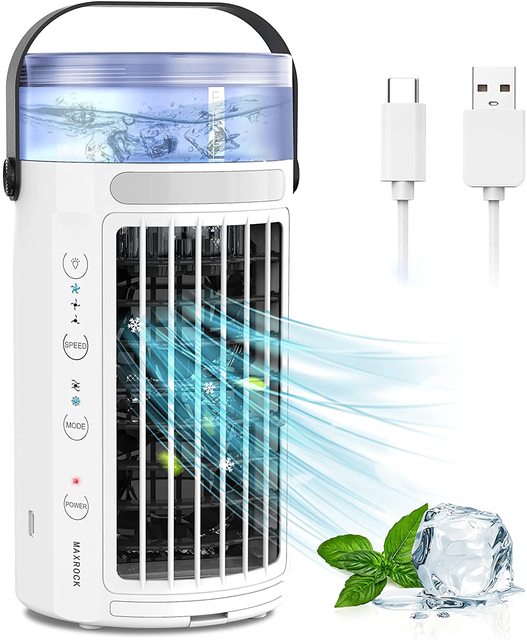 Office Small Portable USB Desktop Personal Water Electric Air Cooler Conditioner Cooling Fan for Office 2021 Indoor Home Tower